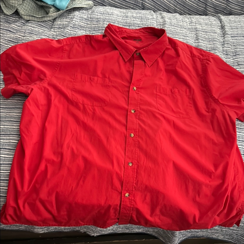 Vibrant Red Casual Button Down Shirt